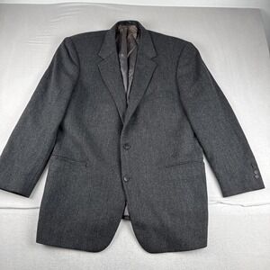 VTG Brooks Brothers Lambswool Men Sport Coat 48L Gray Herringbone office classic